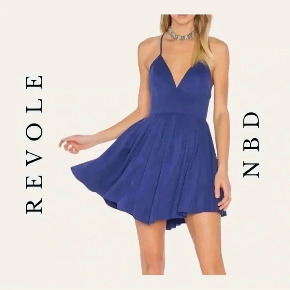 1170. Revolve X NBD SUKI‎ MINI DRESS BLUE IN COLOR SIZE SMALL SPAGHETTI STRAPS
